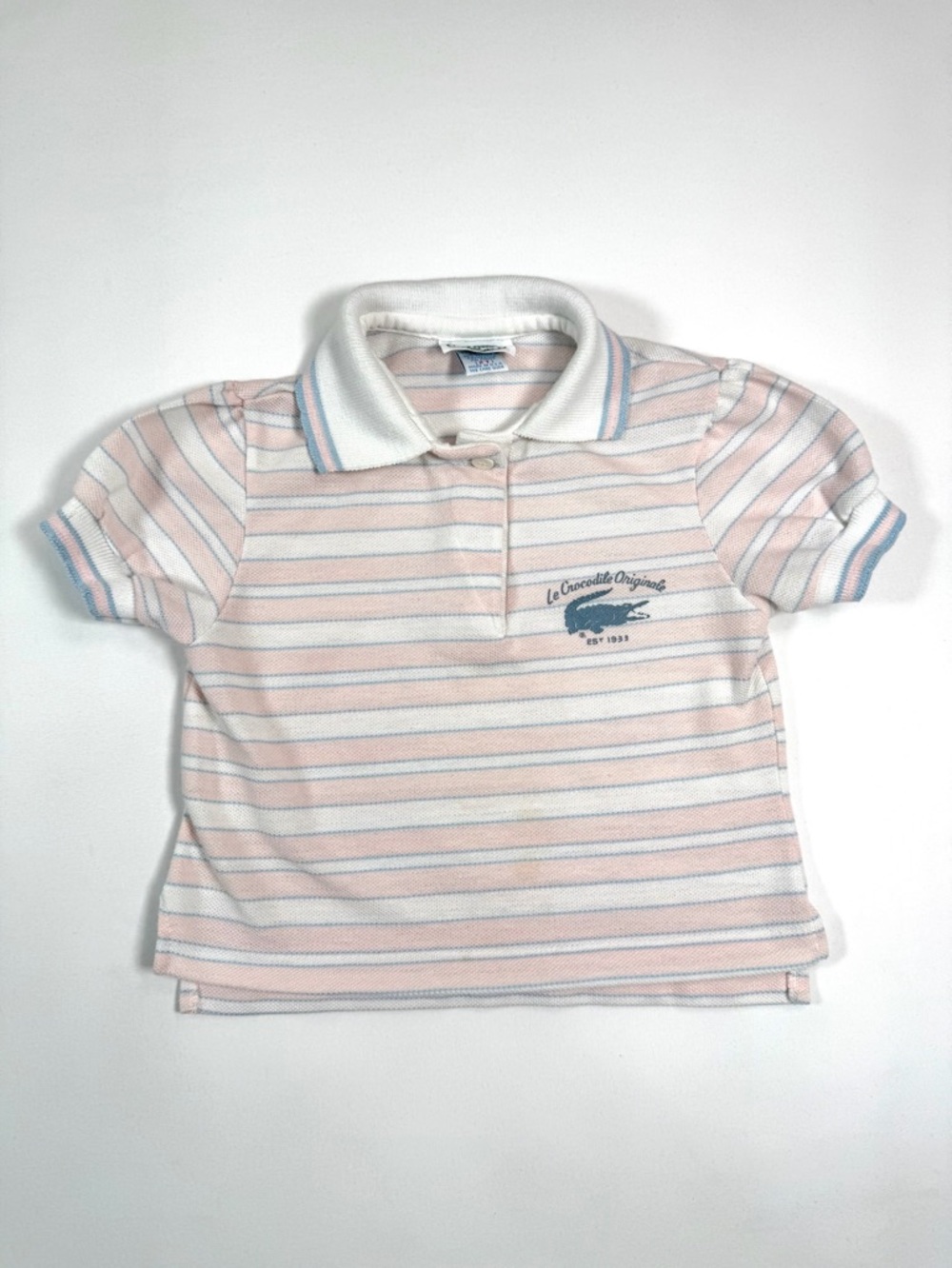 VINTAGE IZOD LACOSTE Girls Polo Shirt Striped Short Sleeve 2T 1980s Preppy‎